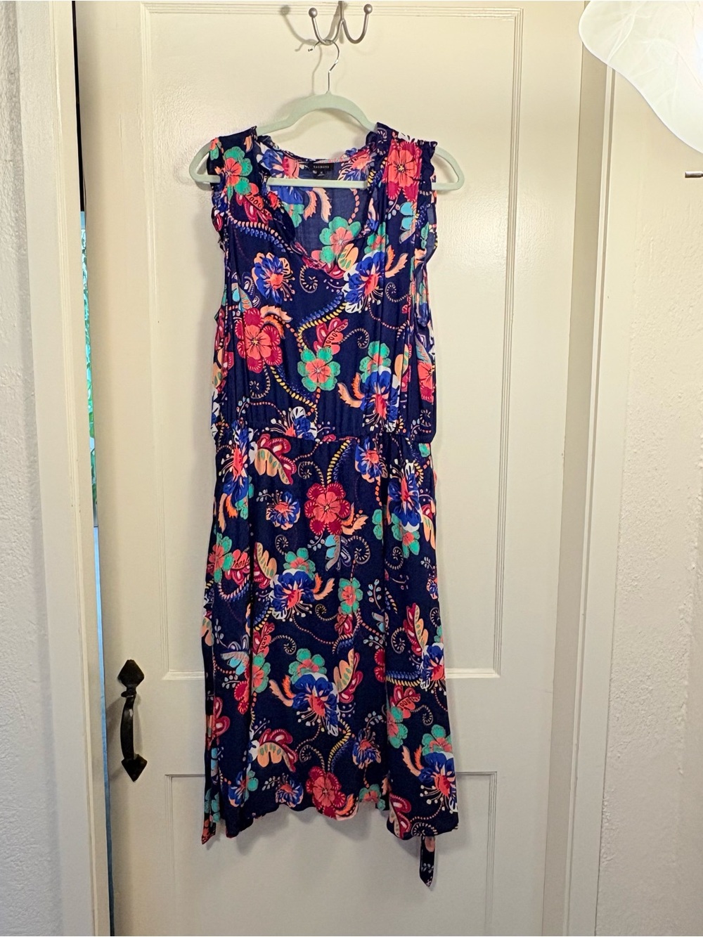 Talbots Floral Navy Sleeveless Summer Dress
